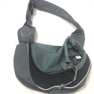 Breathable Cat Dog Carrier Bag Portable Size M Pet Shoulder Crossbody Gray Teal
